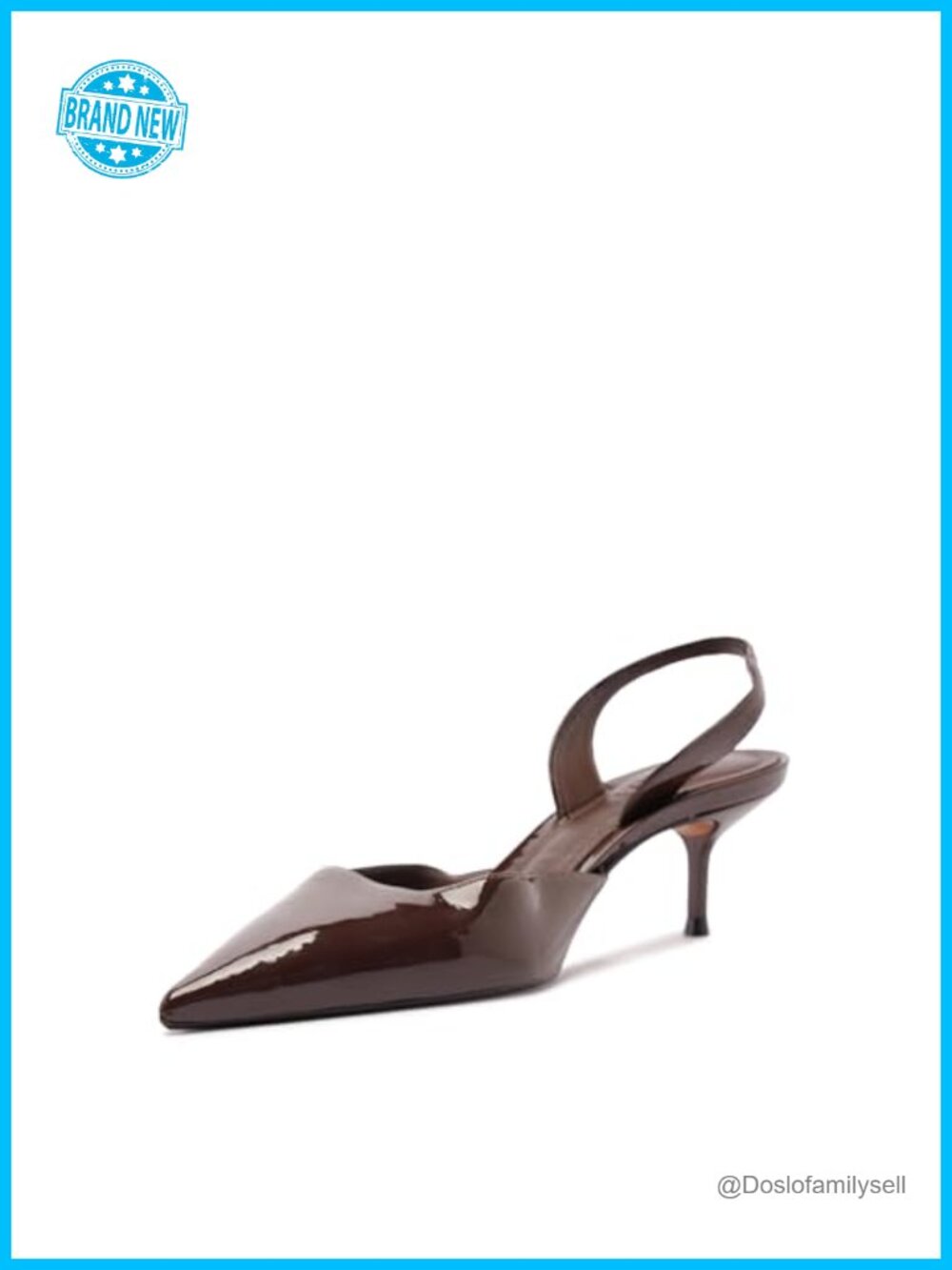 Paola Mid Slingback Pump Patent Leather Pointed Toe Kitten Heel Evening